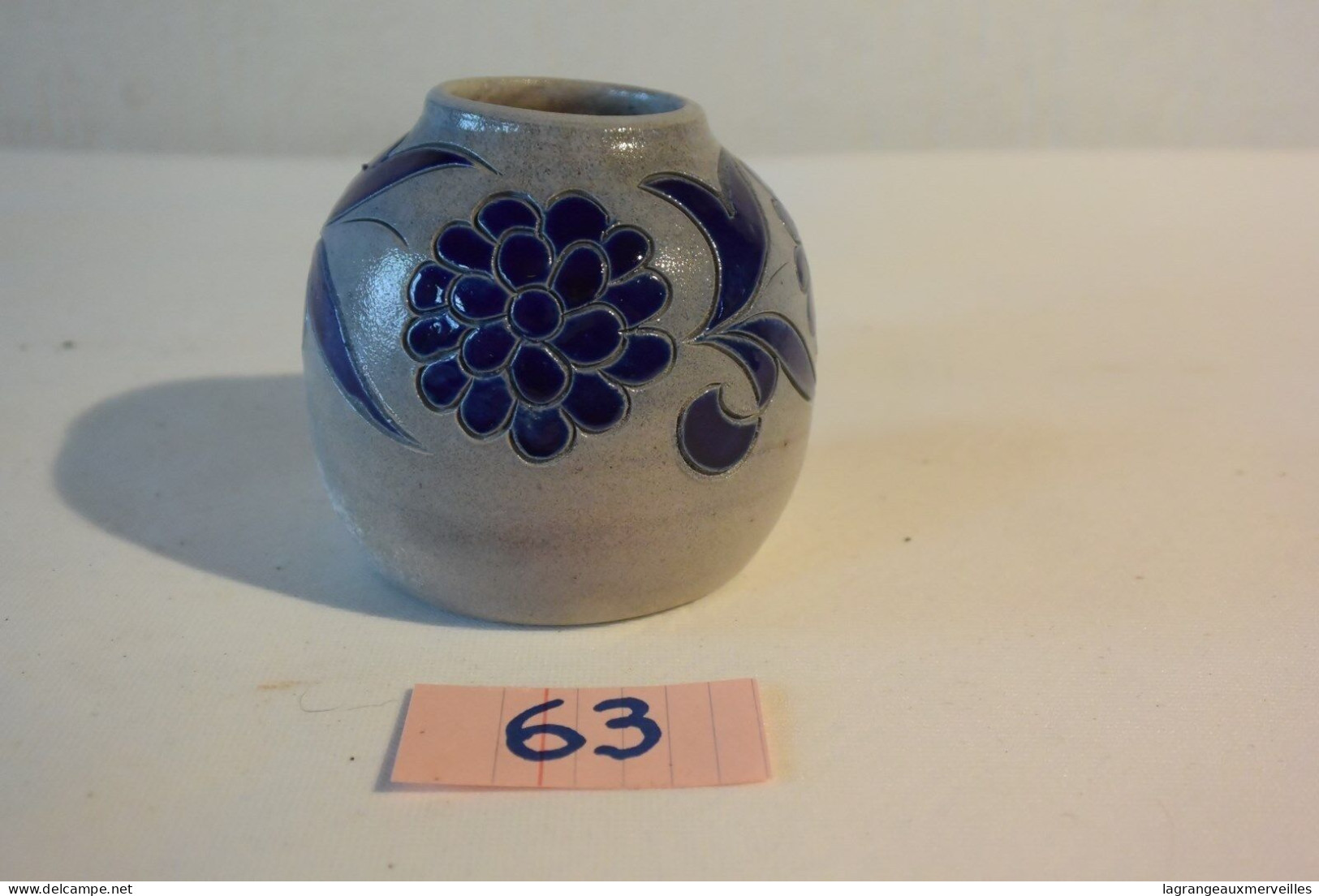 C63 Ancien Pot En Grès Bleu Signé Jacques ? - Art Nouveau / Art Déco