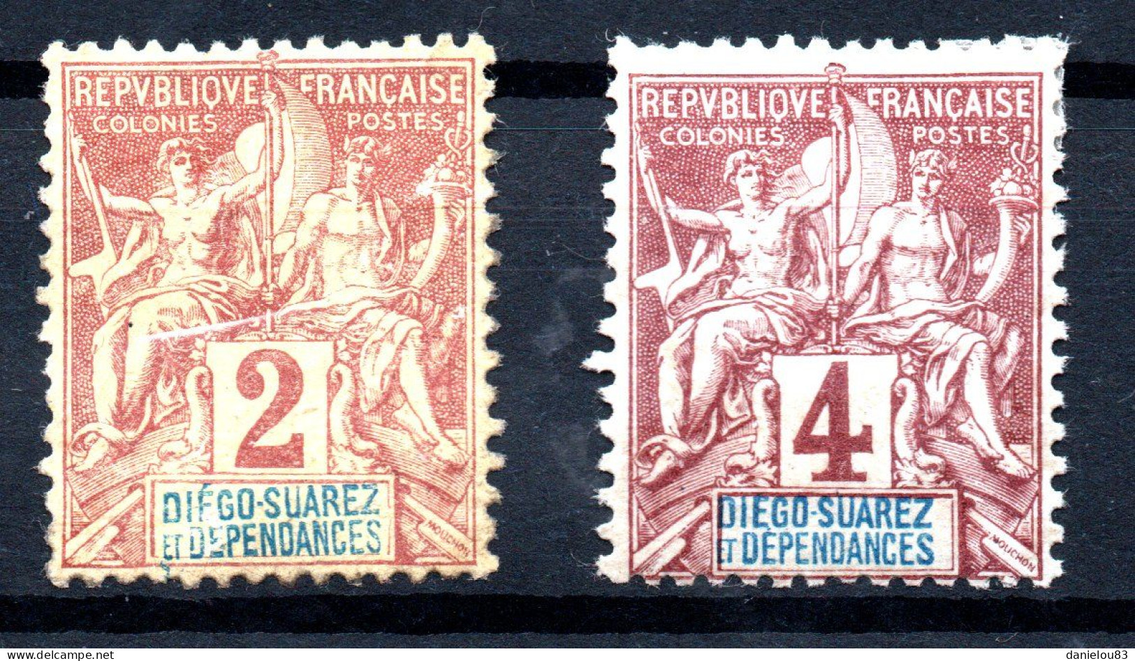 Lot De 2 Timbres FRANCE COLONIE  - DIEGO SUAREZ Année 1892 - YT N° 26 / 27 Neufs* - Neufs