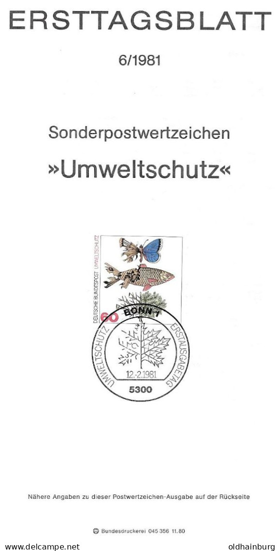 2003o: BRD- ETB 1981, "Umweltschutz" - Environment & Climate Protection