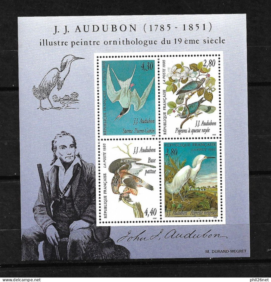 France Bloc N°18  J.J. Audubon Oiseaux    Neufs * *  B/T B Jamais Plié Voir Scans  Soldé Au Prix De La Poste En 1995 ! - Neufs