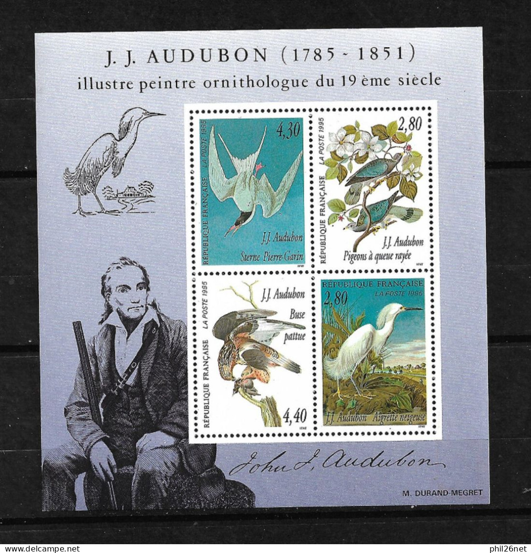 France Bloc N°18  J.J. Audubon Oiseaux    Neufs * *  B/T B Jamais Plié Voir Scans  Soldé Au Prix De La Poste En 1995 ! - Collections, Lots & Séries