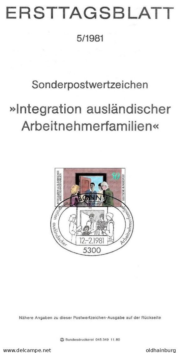 2003p: BRD- ETB 1981, Integration Ausländischer Arbeitnehmerfamilien - Rifugiati