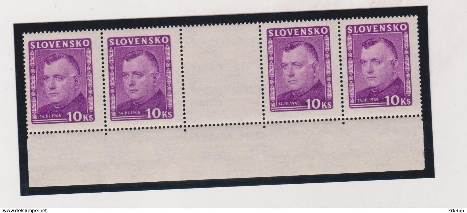 SLOVAKIA  WW II 1945 Nice Strip Of  4 With Bridge  MNH - Brieven En Documenten