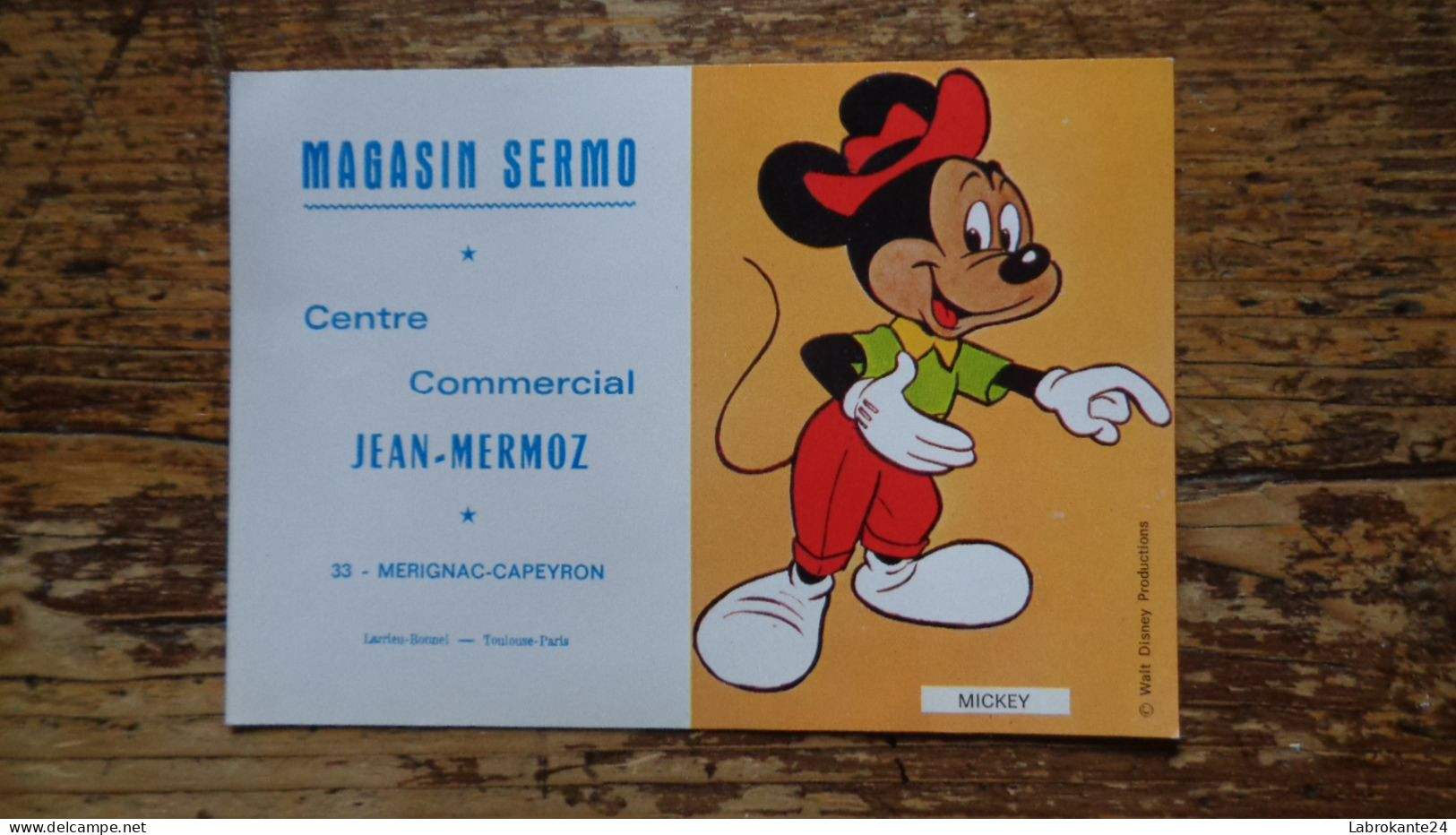 REF ENV4 Petit Calendrier Disney Mickey Magasin Sermo Centre Commercial Jean Mermoz MERIGNAC CAPEYRON 1976 - Kleinformat : 1971-80