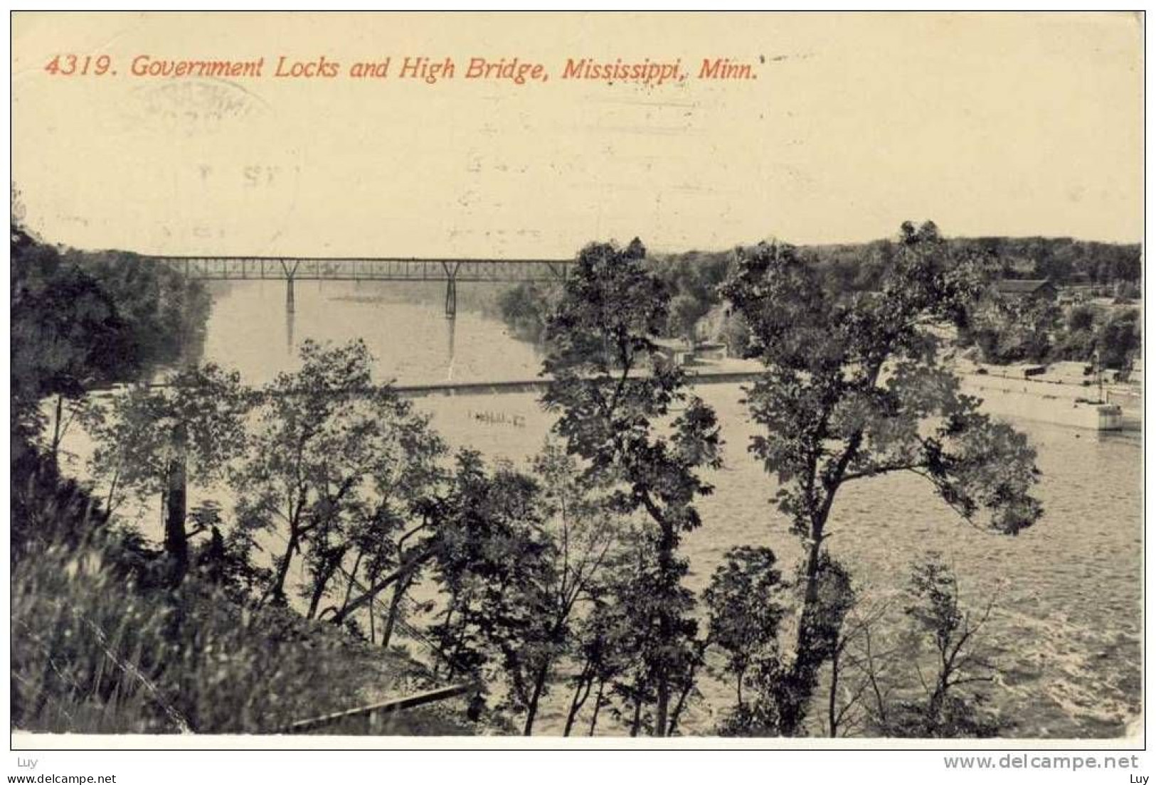 MISSISSIPPI, Minn. Pont, - 1912, B&W - Government Locks And High Bridge (Brücke, Pont) , - Altri & Non Classificati