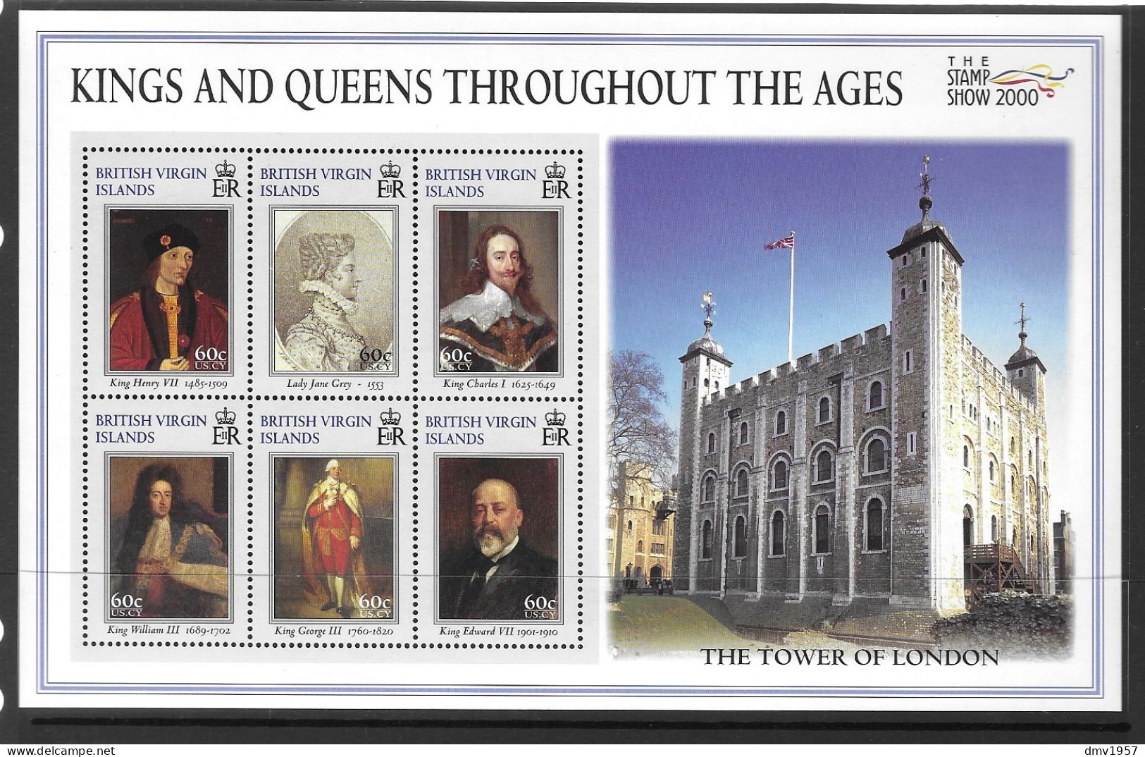 British Virgin Islands 2000 MNH Stamp Show 2000 Sg 1036/41 Sheetlet - British Virgin Islands