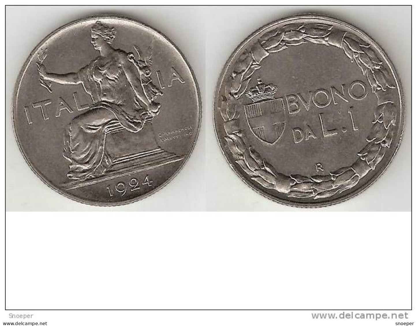 Italy 1 Lira 1924   Km 62   Xf+ !!! Look!!!high Quality Coin !!!!!cat Val 2016 = 150,00$ - 1900-1946 : Victor Emmanuel III & Umberto II