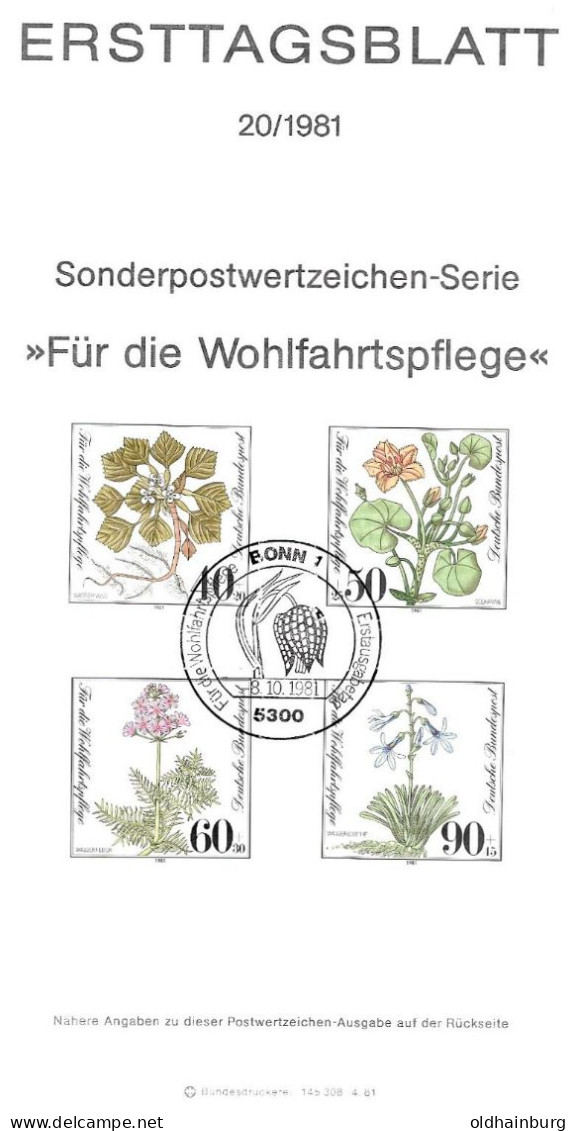 2003y: BRD- ETB 1981, Wohlfahrtsserie Gefährdete Moor-, Sumpfwiesen- Und Wasserpflanzen - Plantas Medicinales