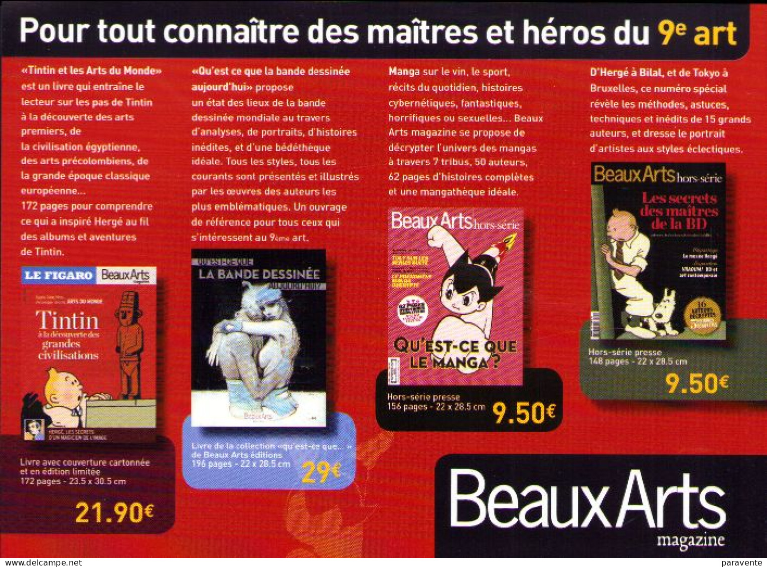 BILAL  TINTIN : Flyer Pour BEAUX ARTS En 2010 - Bilal