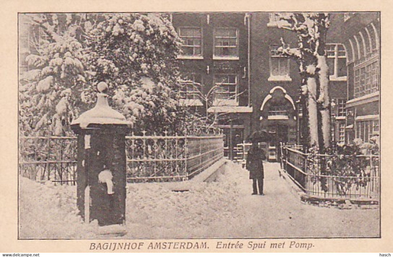 1854	3	Amsterdam, Bagijnhof Entrée Spui Met Pomp (minuscule Vouwen In De Hoeken) - Amsterdam