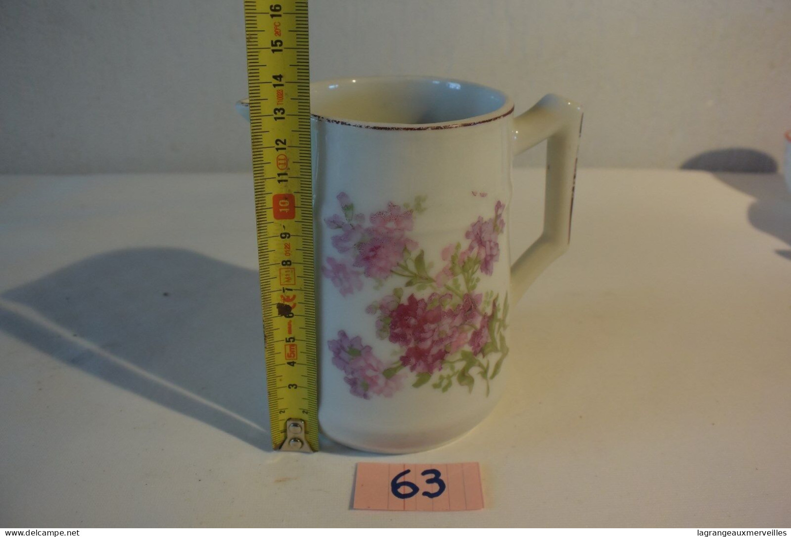 C63 Ancienne Cruche Pot Au Lait Décor De Roses Fleurs - Sonstige & Ohne Zuordnung