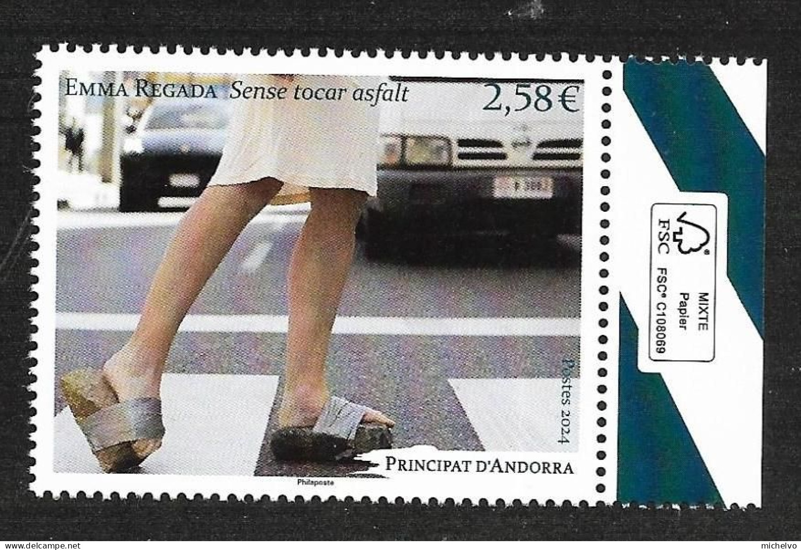 Andorre 2024 - Yv N° 905 ** - Emma Regada « SANS TOUCHER L’ASPHALTE » - Unused Stamps