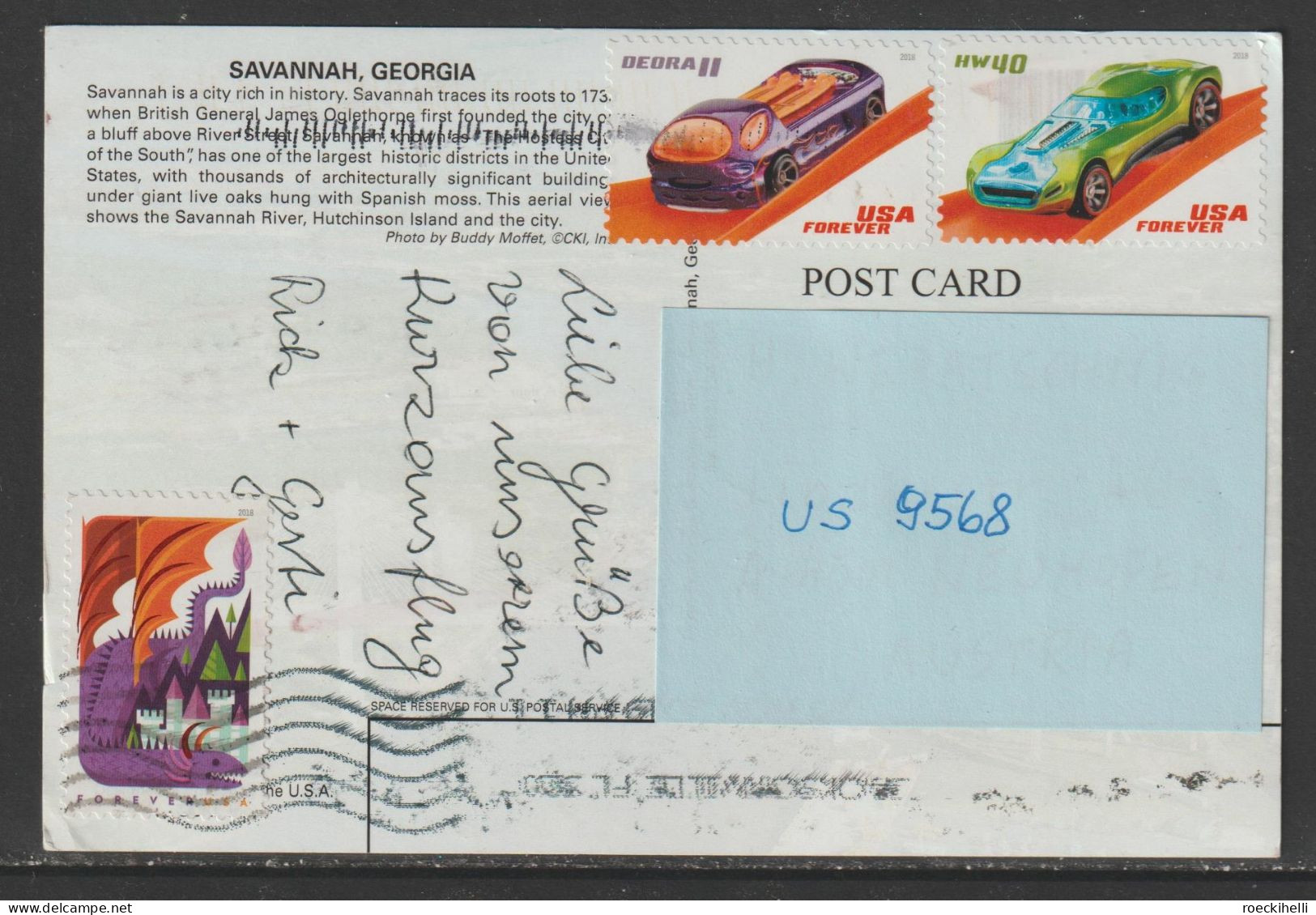 2018 - USA/Georgia  -  AK/CP/Postcard "Savannah - Georgia" - O Gestempelt - Siehe Scan (us 9568) - Savannah