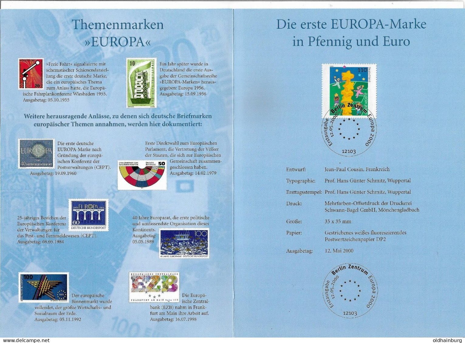 2041j: BRD- ETB 2000, Europamarke- Folder - 2000