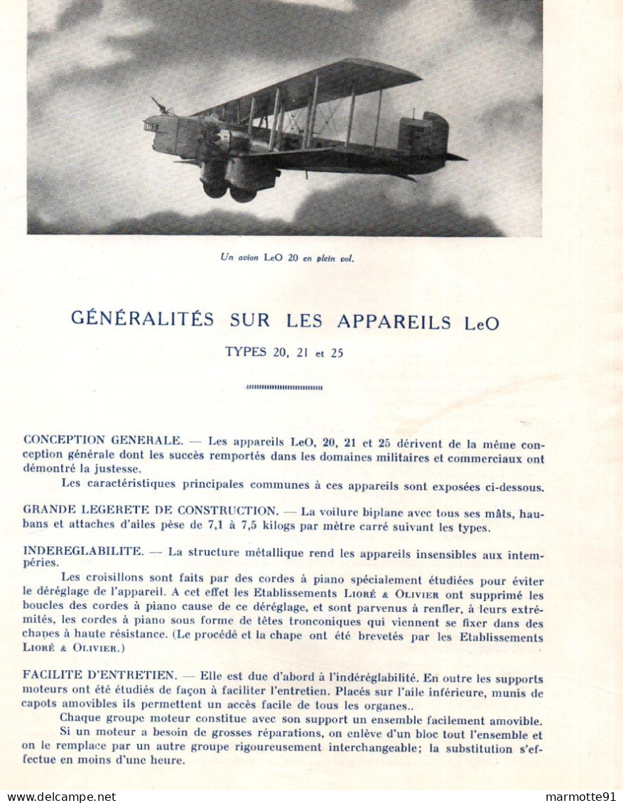 CATALOGUE LIORE ET OLIVIER AVIONS HYDRAVIONS AVIATION MILITAIRE APPAREILS LEO BOMBARDIER ARMEE AIR - AeroAirplanes