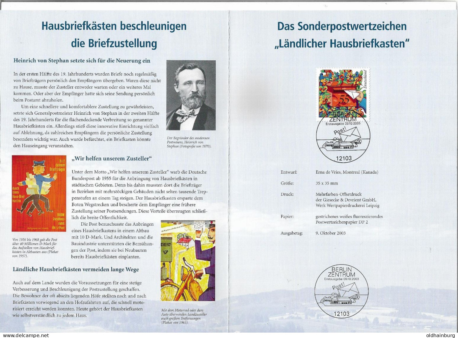 2041m: BRD- ETB 2003, Folder "Ländlicher Hausbriefkasten" - Posta
