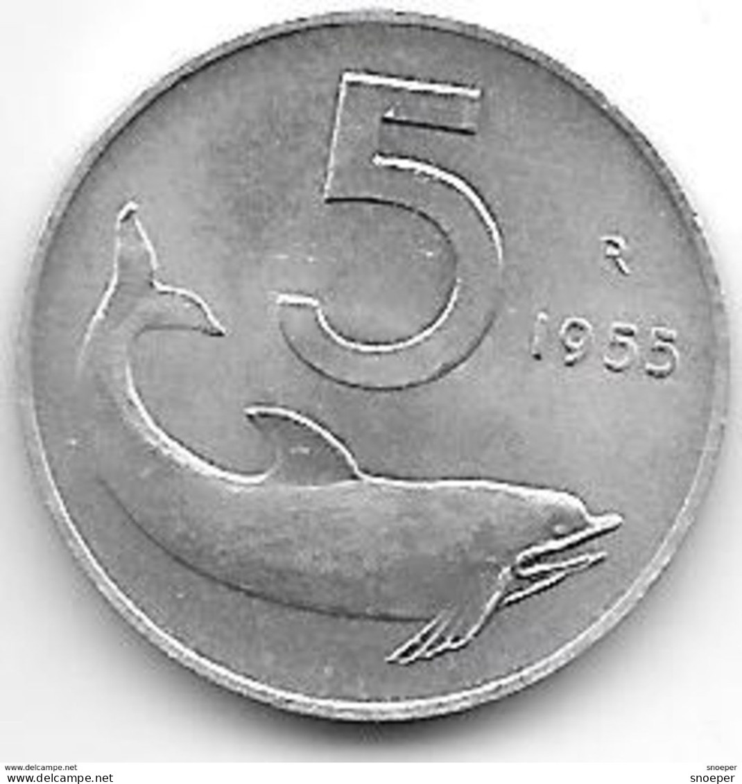 *italy  5 Lire   1955  Km 92  Unc !!! - 5 Liras