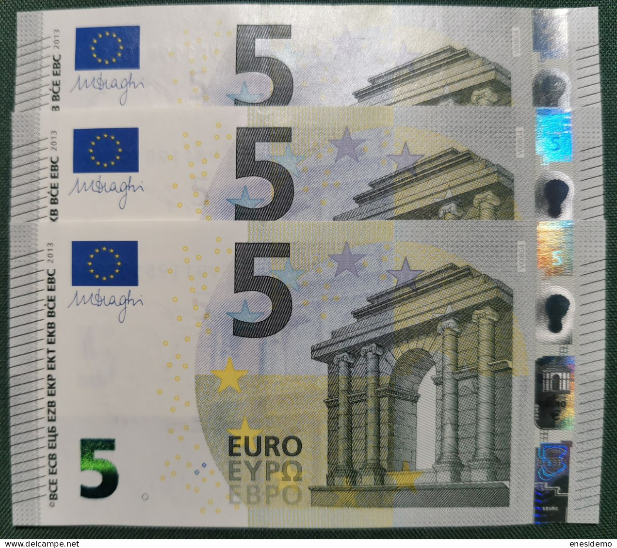 5 EURO SPAIN 2013 DRAGHI V008G4 VB CORRELATIVE TRIO SC FDS UNC. ONLY FOUR NUMBERS - 5 Euro