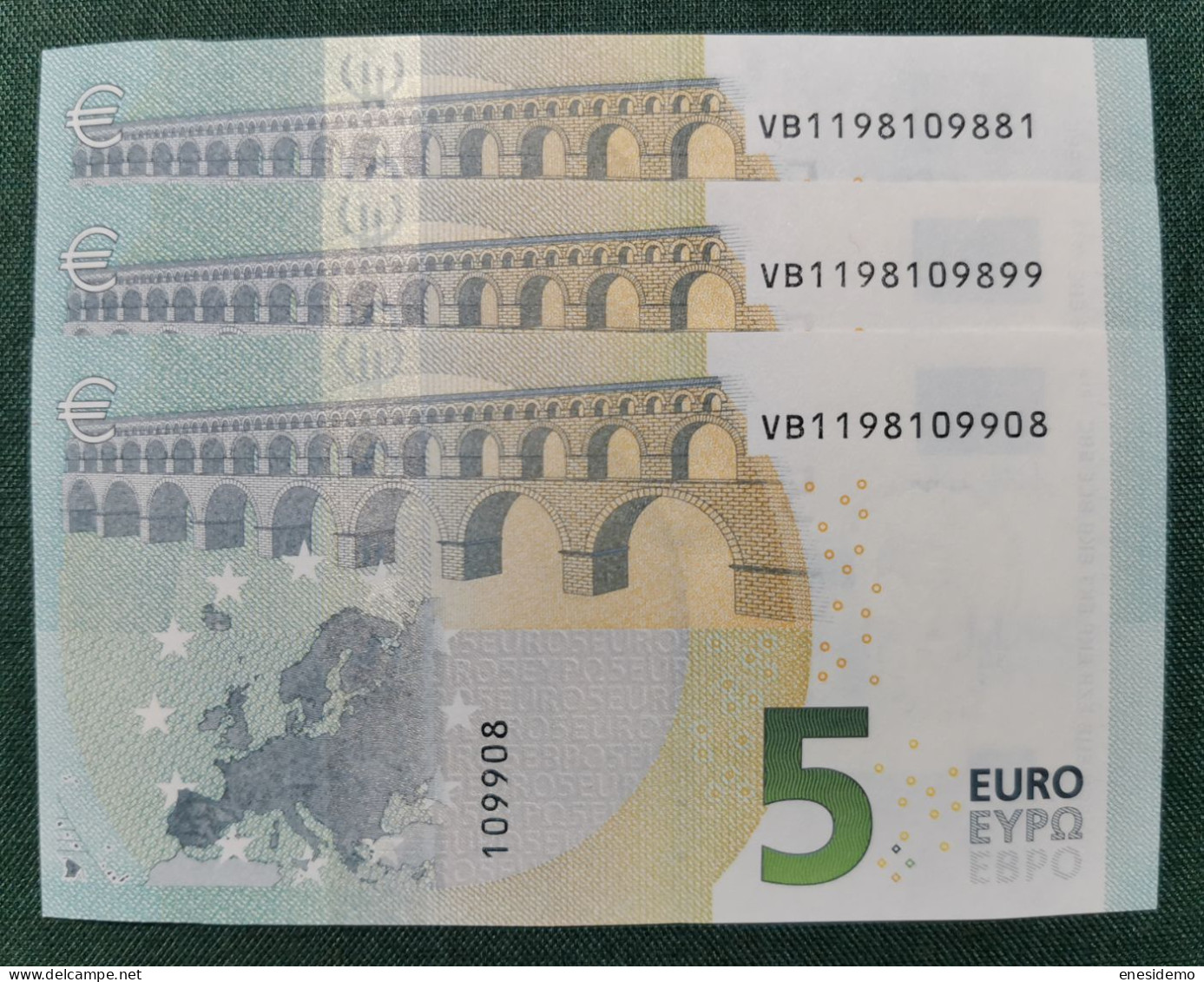 5 EURO SPAIN 2013 DRAGHI V008G4 VB CORRELATIVE TRIO SC FDS UNC. ONLY FOUR NUMBERS - 5 Euro