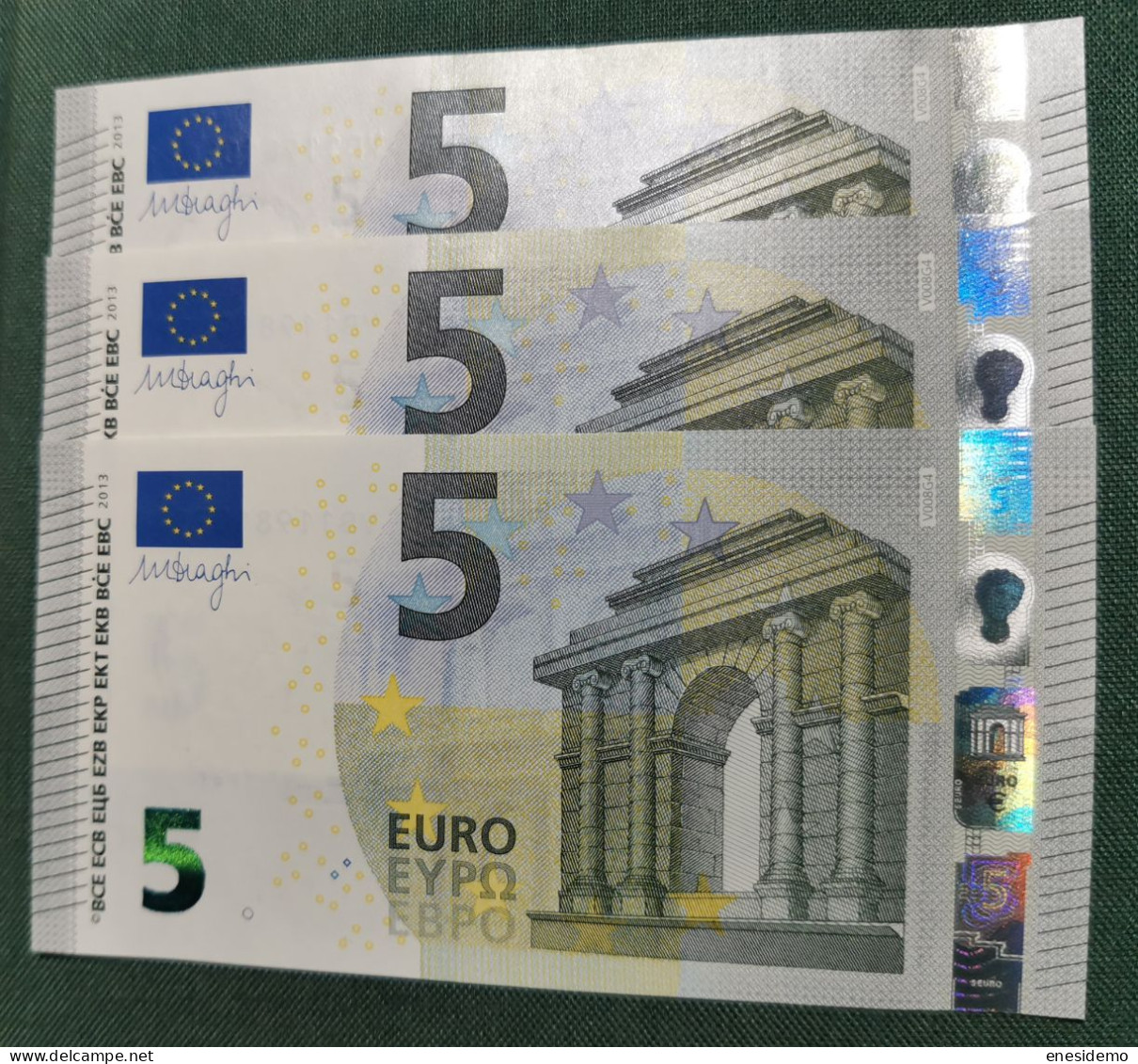 5 EURO SPAIN 2013 DRAGHI V008G4 VB CORRELATIVE TRIO SC FDS UNC. ONLY FOUR NUMBERS - 5 Euro