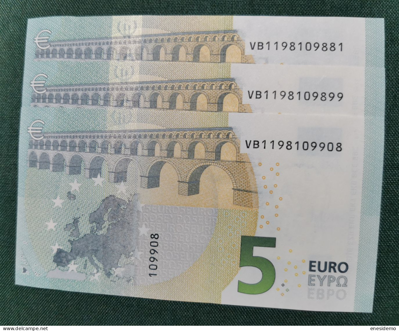 5 EURO SPAIN 2013 DRAGHI V008G4 VB CORRELATIVE TRIO SC FDS UNC. ONLY FOUR NUMBERS - 5 Euro