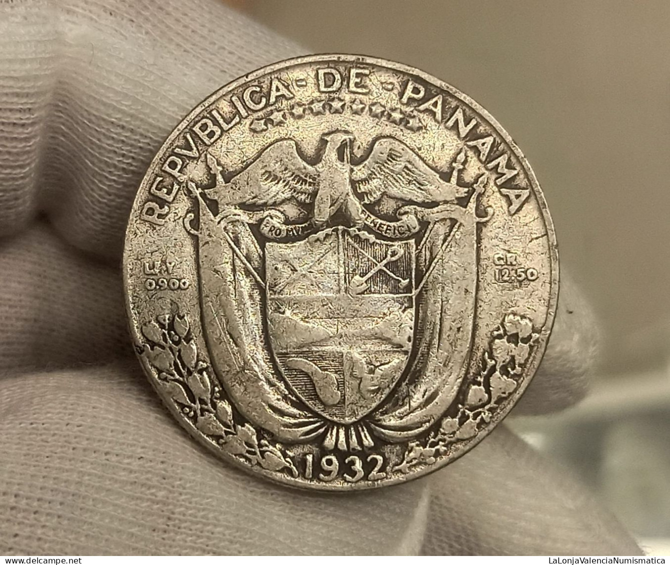 Panamá ½ Medio Balboa 1932 Km 12 Plata - Panamá