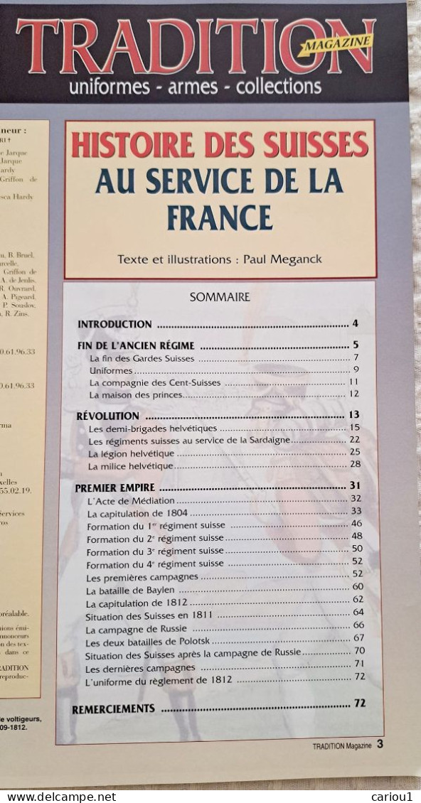 C1 LES TROUPES SUISSES DE NAPOLEON 1789 1815 Tradition Magazine SUISSE - Frans