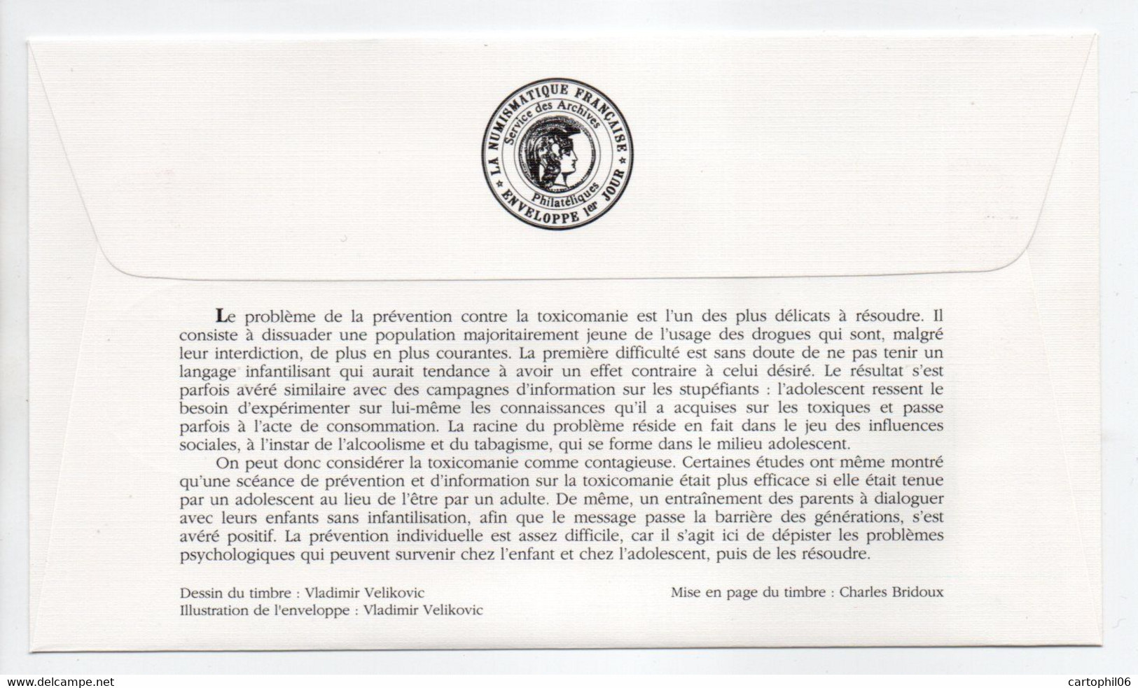 - FDC JOURNÉE MONDIALE DE PRÉVENTION DES TOXICOMANIES - PARIS 15.10.1994 - - Drogen