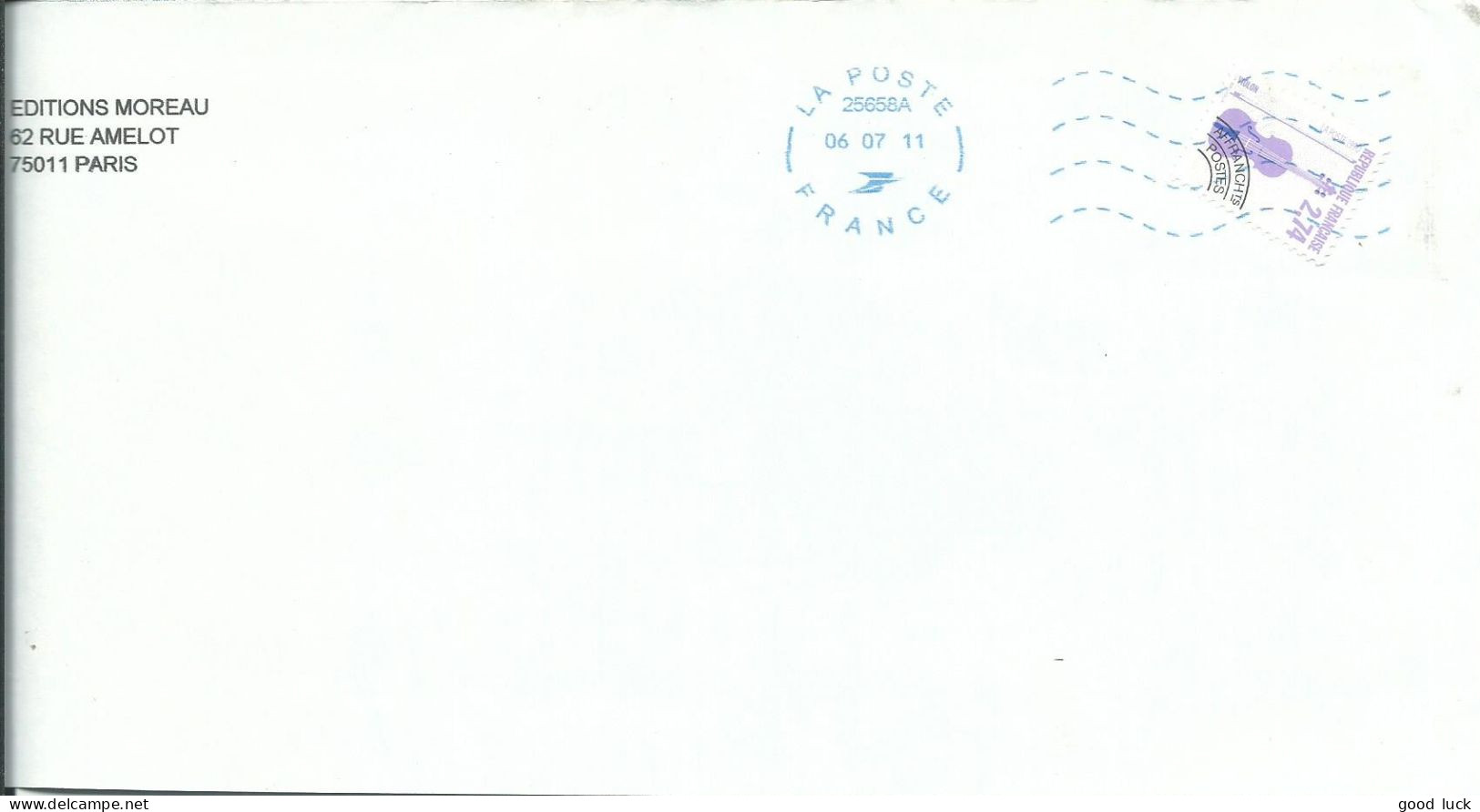 FRANCE LETTRE 2F74 DE PARIS 2011  LETTRE COVER - Other & Unclassified