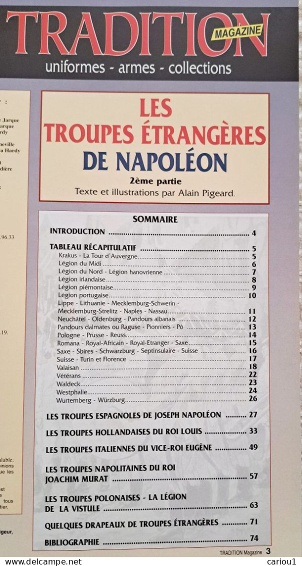 C1 LES TROUPES ETRANGERES DE NAPOLEON Tradition Magazine ESPAGNE ITALIE PAYS BAS - Francés