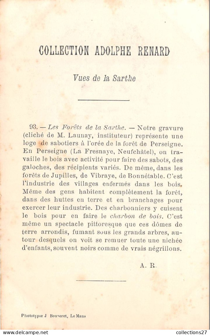 72-VIBRAYE- FORÊT DE JUPILLES- UNE LOGE DE SABOTIERS A L'OREE DE LA FORÊT DE PERSEIGNE - Vibraye