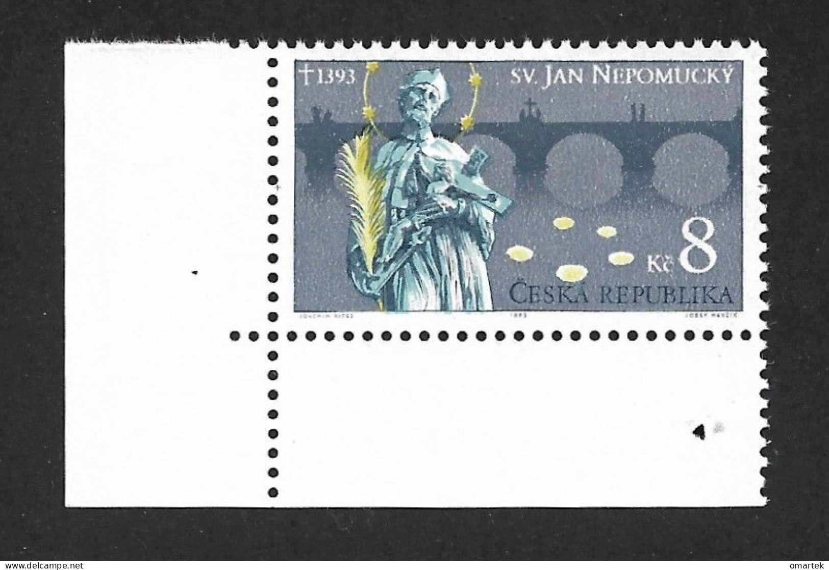 Czech Republic 1993 MNH ** Mi 4 Saint John Of Nepomuk, Sv. Jan Nepomucky. Corner. Tschechische Republik. - Neufs