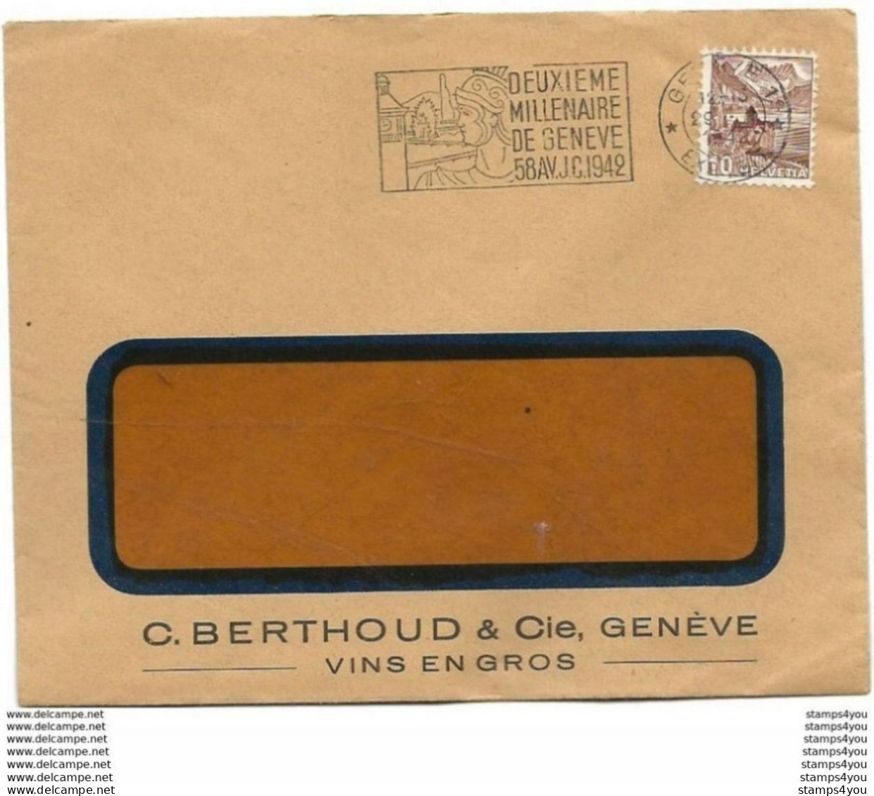 244 - 71 - Enveloppe Avec Oblit Mécanique "2ème Millénaire De Genève 1942" - Marcophilie