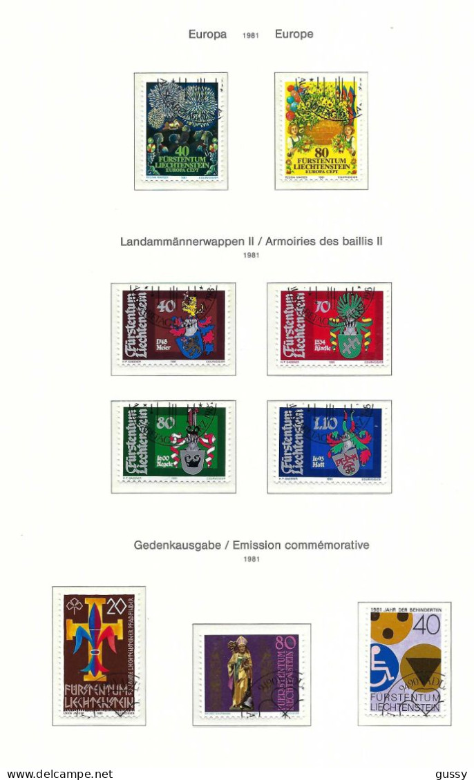 LIECHTENSTEIN  ca.1979-81: lot de timbres oblitérés PJ, TB qualité