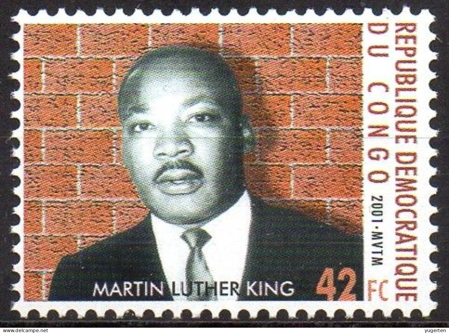 CONGO 2001 - 1v - MNH - Martin Luther King - Nobel Prize - Peace - Racism - Frieden Paix - Paz - Pace - Vrede - Martin Luther King