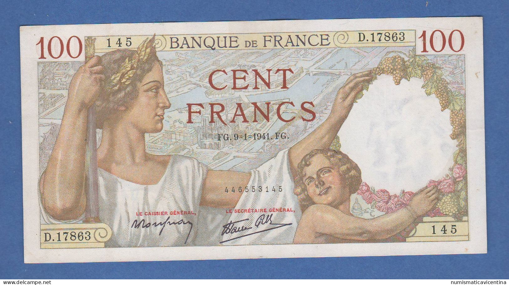 France Francia 100 Francs Franchi 1941 Sully - 100 F 1939-1942 ''Sully''