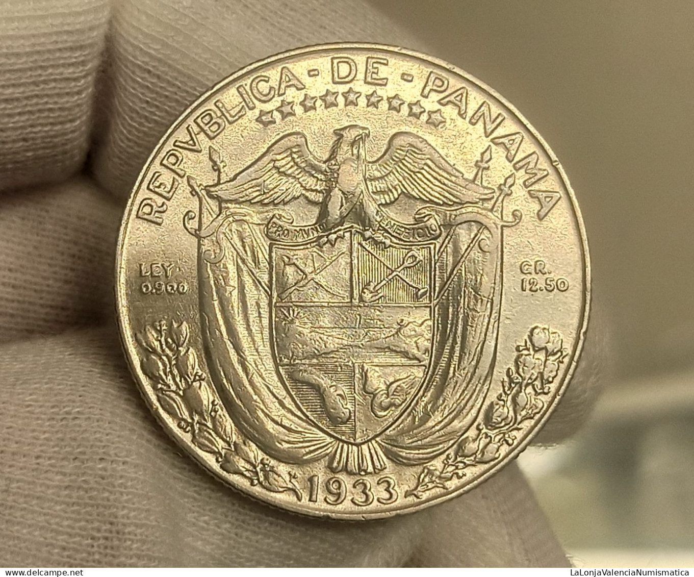 Panamá ½ Medio Balboa 1933 Km 12 Plata - Panama