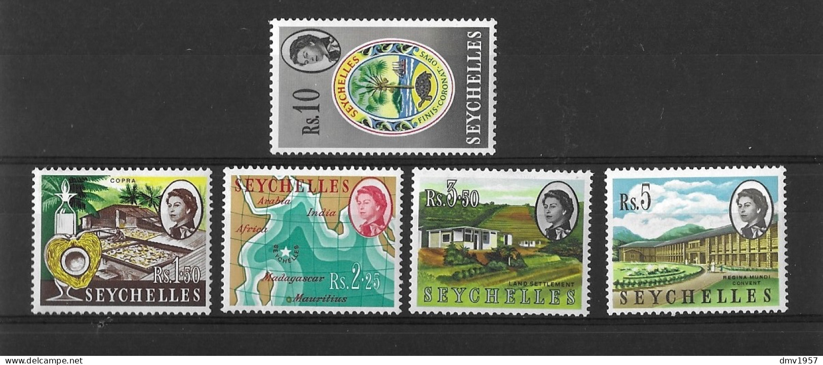 Seychelles 1962 MNH Definitives (P/Set) Top 5 Values Sg 208/12 - Seychellen (...-1976)