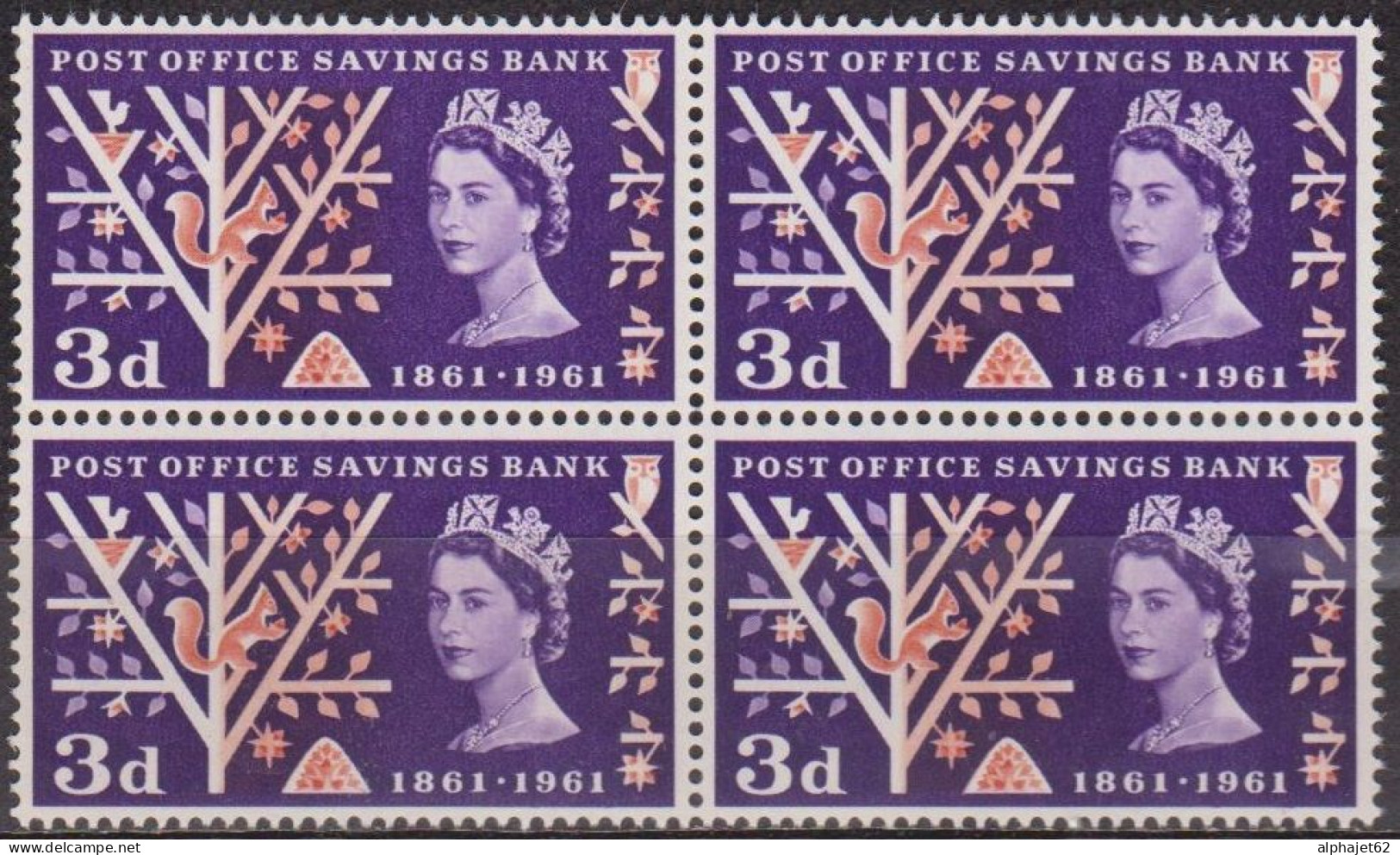 Elizabeth II - GRANDE BRETAGNE - Caisse D'épargne, Ecureuil, Fleurs, Oiseaux - N° 360 ** - 1961 - Unused Stamps