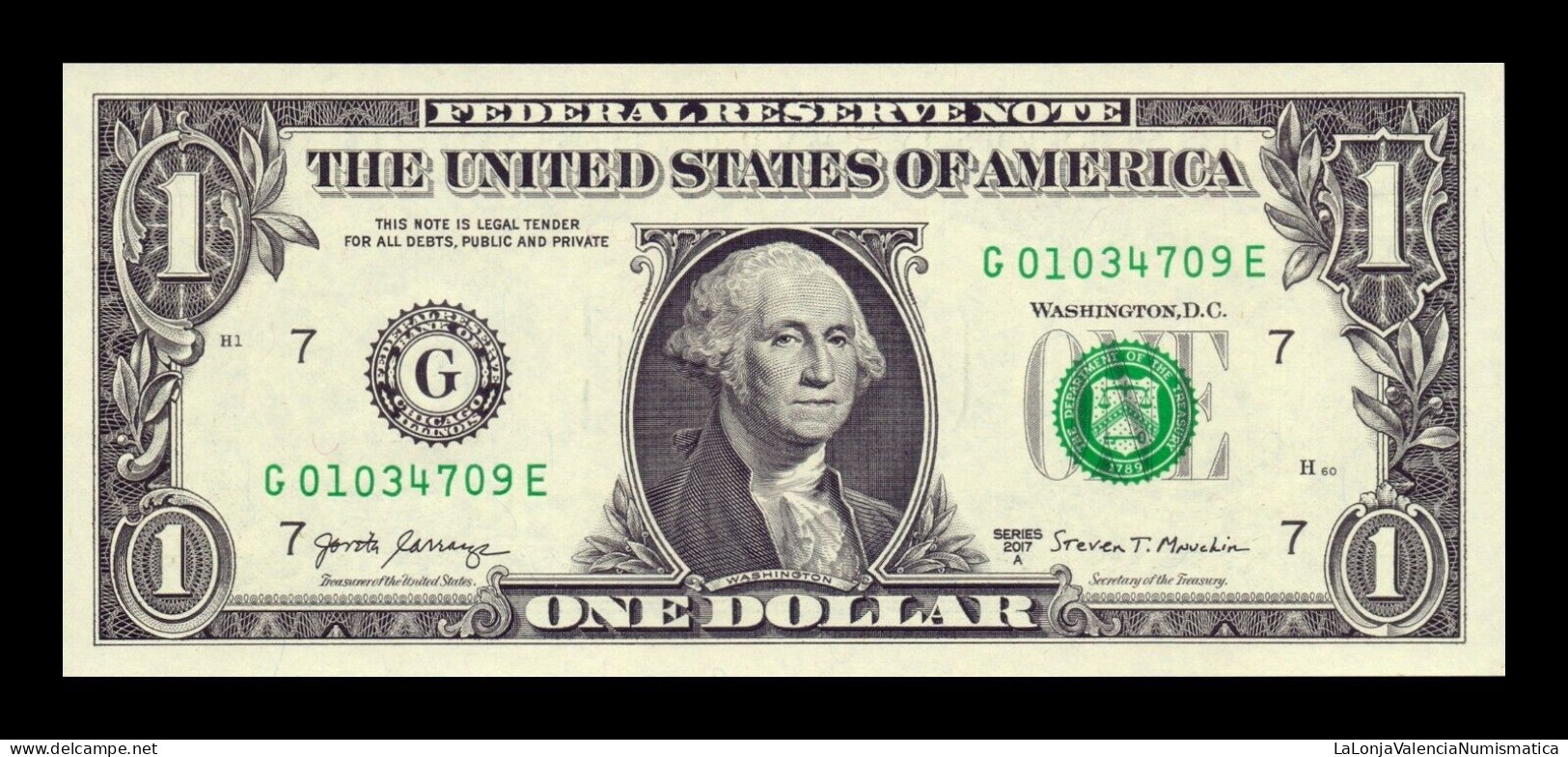 Estados Unidos United States Lot 10 Banknotes 1 Dollar 2017A Pick 544 G - Chicago IL Sc Unc - Federal Reserve (1928-...)