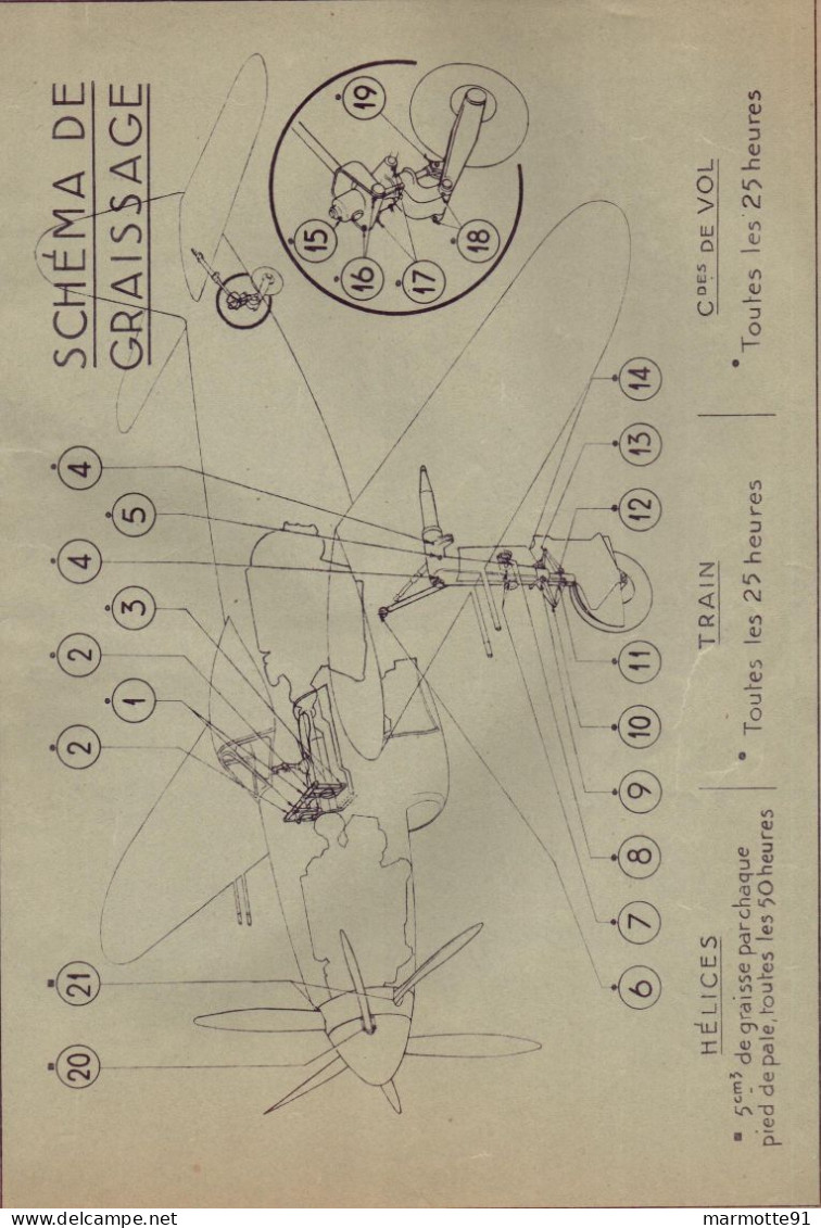 CARTE DE SERVICE AVION ARSENAL V.B. 10  MOTEURS HISPANO SUIZA 12 Z 1947 AVIATION ARMEE AIR CHASSEUR MONOPLAN - Avión