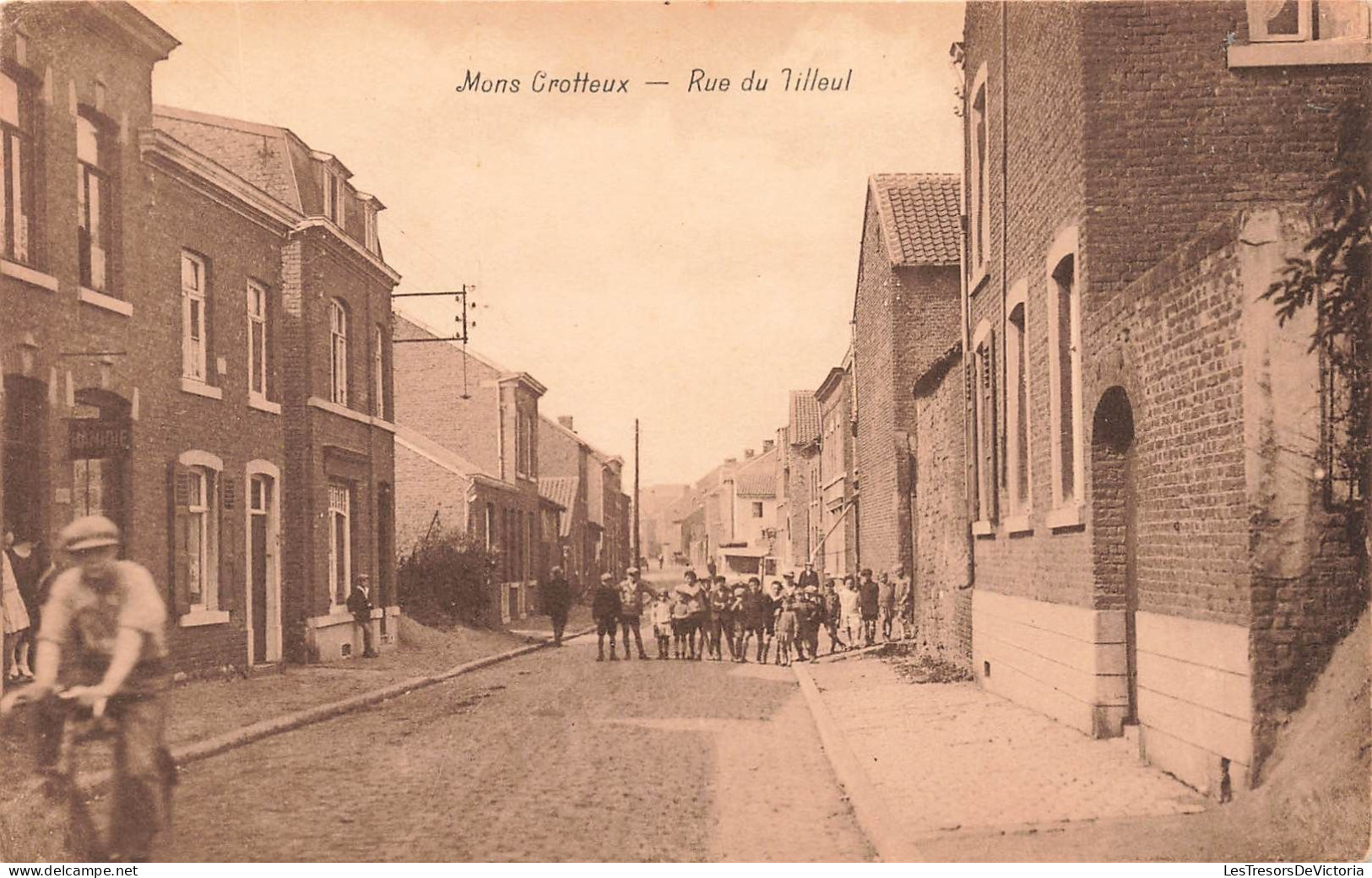 BELGIQUE - Mons Crotteux - Vue Générale De La Rue - Rue Du Tilleul - Animé - Carte Postale Ancienne - Flémalle