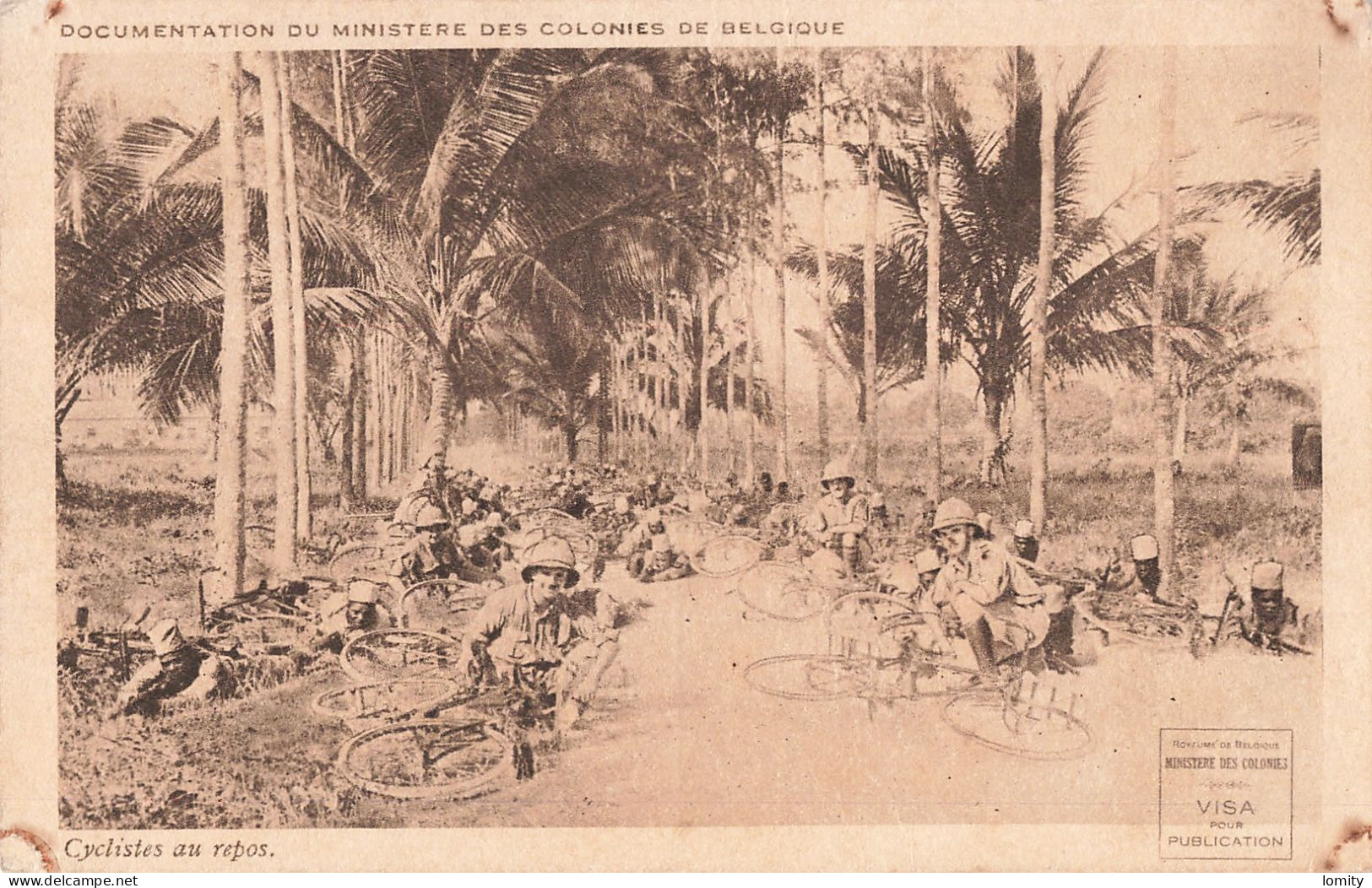 Congo Belge Militaire Cyclistes Au Repos Vélo Cycliste CPA Soldats Armée Belge - Congo Belge