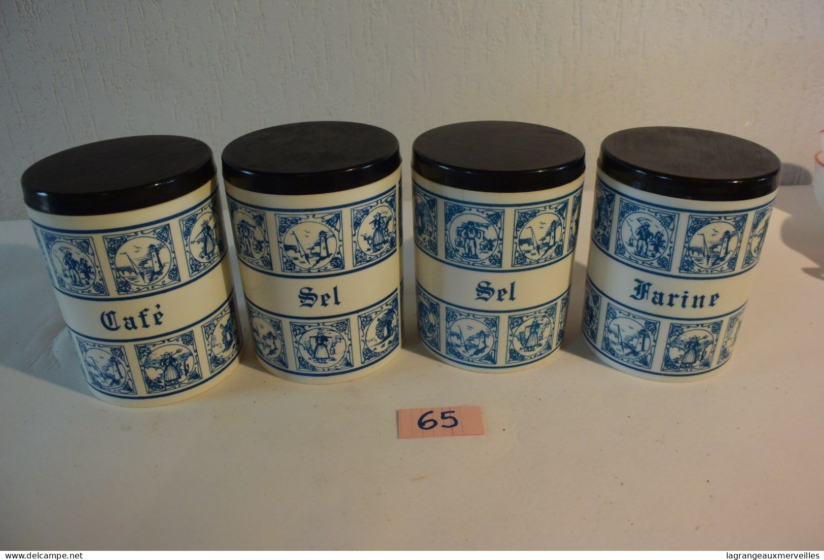 C65 Ensemble De 4 Pots De Cuisines Vintage Sel ... - Autres & Non Classés