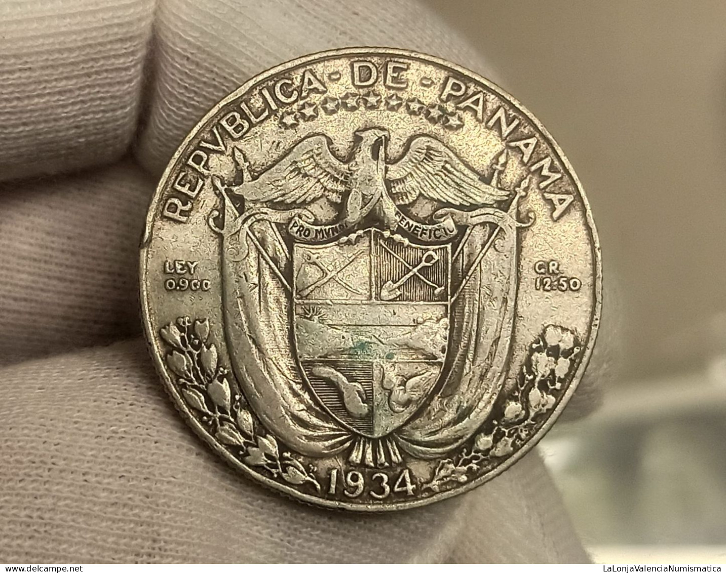 Panamá ½ Medio Balboa 1934 Km 12 Plata - Panama