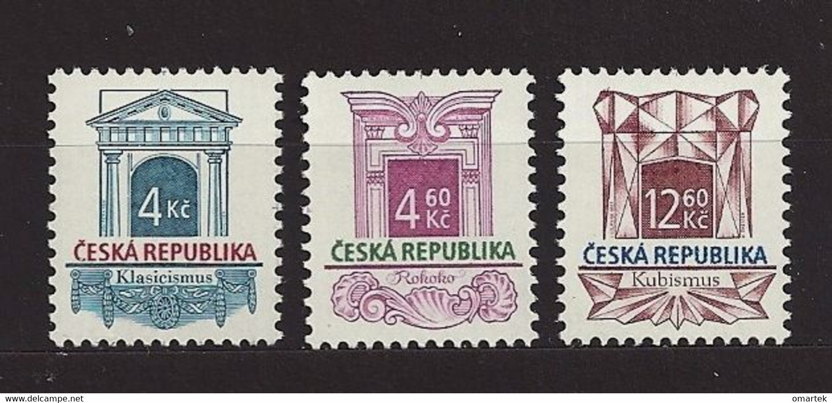 Czech Republic 1996-97 MNH ** Mi 118, 140, 150 Sc 2968-68A, 2969A Historische Baustile.Tschechische Republik - Ongebruikt