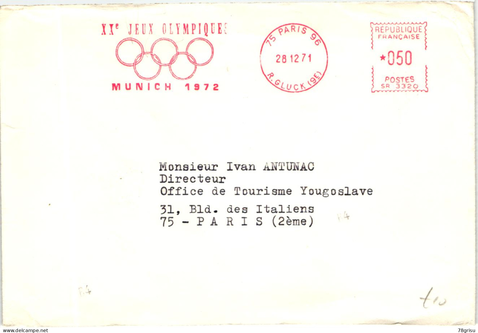 CCCP, München 1972 Olympische Spiele Paris Freistempel Jeux Olympiques Munich EMA Red Meter Olympic Games - Summer 1972: Munich