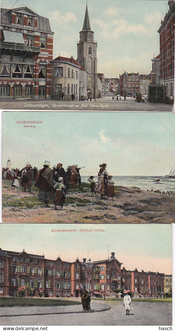 2389      117         Scheveningen, Oranje Hotel 1911 – Stranding 1911 (linksboven Een Vouwtje) – Keizerstraat  - Scheveningen