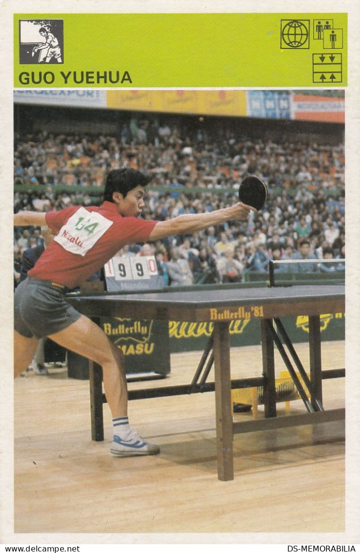 Table Tennis Guo Yuehua China Trading Card Svijet Sporta - Tafeltennis