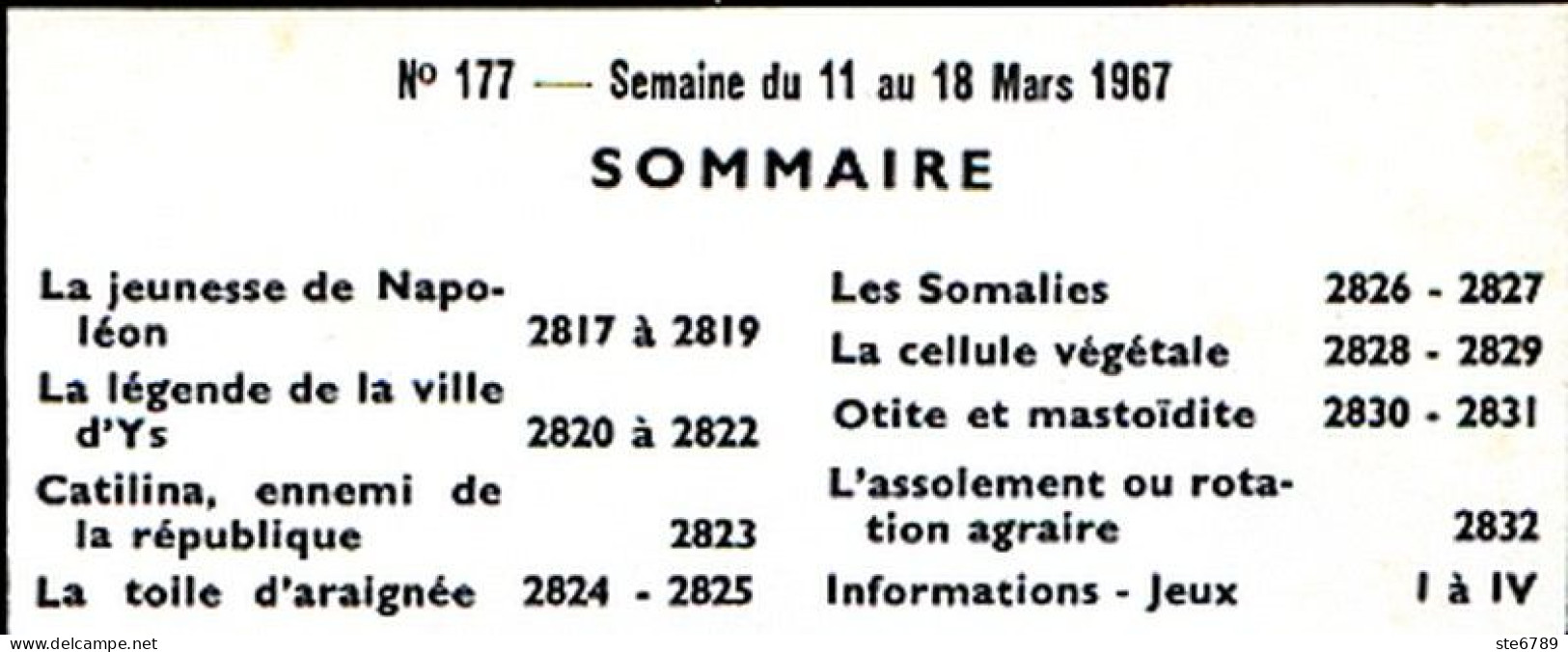 Tout L'univers 1967 N° 177 Jeunesse De Napoléon , Légende Ville Ys , Catilina , Toile D'araignée , Les Somalies , - Informations Générales
